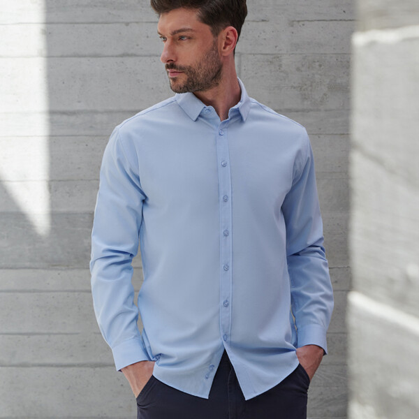 Henbury Long Sleeved Cotton Feel Coolplus® Shirt Thumbnail