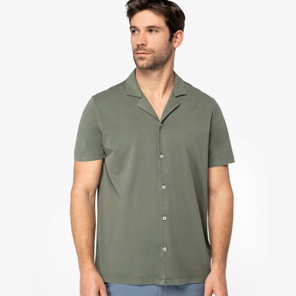 Spasso Jersey Short Sleeve Bowling Collar Shirt Thumbnail