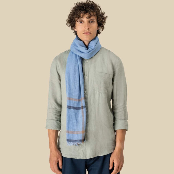 Spasso Blue Double Striped Scarf Thumbnail