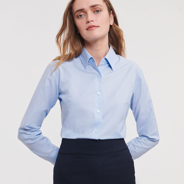 Russell Athletic Collection Ladies Long Sleeve Easy Care Oxford Shirt Thumbnail