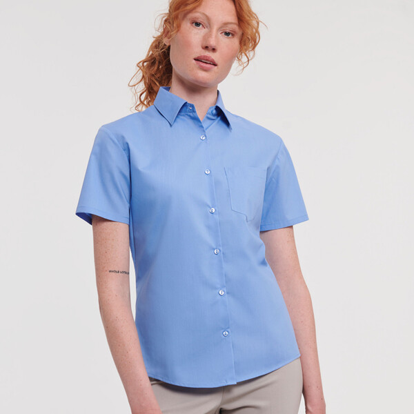 Russell Athletic Collection Ladies Short Sleeve Easy Care Poplin Shirt Thumbnail
