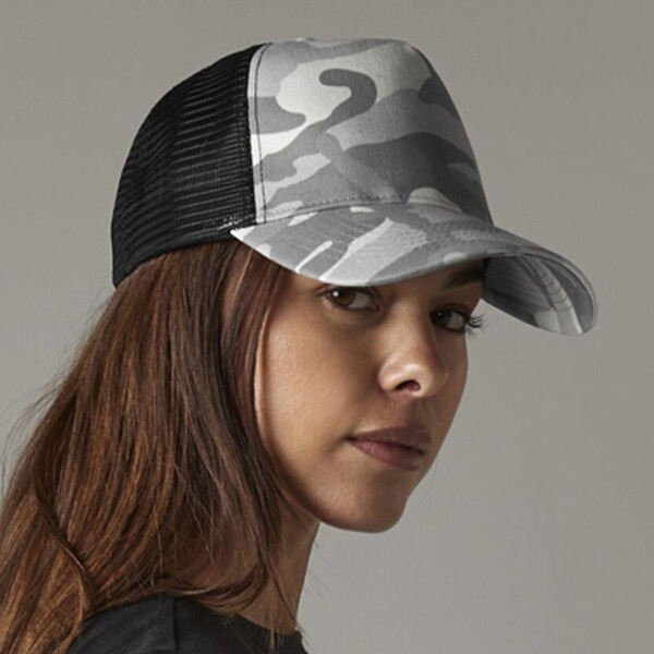 Beechfield Camo Snapback Trucker Cap Thumbnail