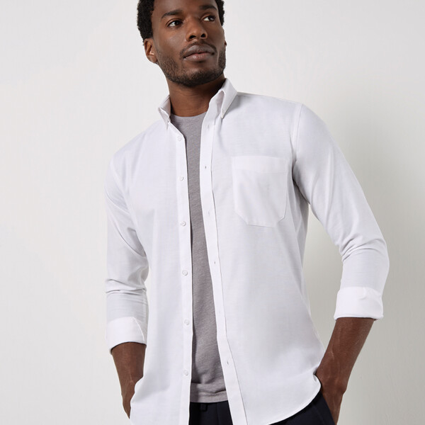 Kustom Kit Long Sleeve Slim Fit Workwear Oxford Shirt Thumbnail