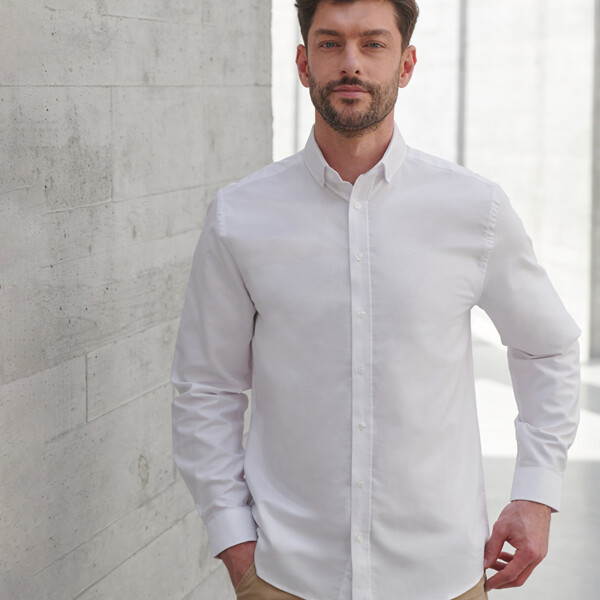 Henbury Modern Long Sleeve Classic Fit Oxford Shirt Thumbnail